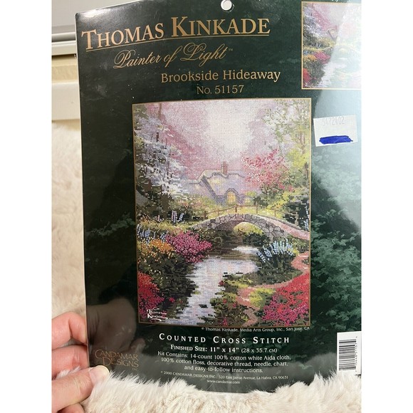 Thomas Kinkade Counted Cross Stitch Kit #51157 Brookside Hideaway 11 x 14 Sealed - Picture 1 of 4